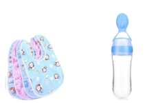 90.0% Off – ANTIL’S 4pcs Waterproof Baby Bib/Apron & 1 Pcs Spoon Feeder Combo Pack