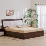 87.0% Off – Home Centre My Bed Tulip King Bed with Hydraulic and Headboard Storage – Brown and White