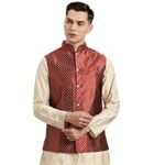 91.0% Off – SOJANYA (Since 1958, Men’s Silk Blend Self Design ONLY NehruJacket