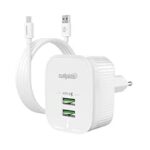 89.0% Off – Salpido GD-WC02 12W Dual USB Wall Charger, 2.4A Fast Charging Adapter with A to C Cable, Smart Chip Protection, Dual USB-A Ports, Includes Detachable Cable, Compatible with Smartphones &Tablets(White)