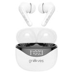 91.0% Off – GROOVES Robo Low Latency Gaming Headsets, 13 MM super bass Hybrid ENC Driver with 400 mah battery display, 5.3 Bluetooth with 20 min fast charging (White, True Wireless)