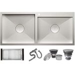 80.0% Off – ALTON Stainless Steel Handmade Double Bowl Kitchen Sink With Basket (Matte, 45x20x9 INCH With Hole)
