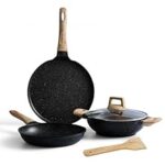 67.0% Off – Lifelong 3 Piece Die-Cast Cookware Set With Common Lid & Wooden Spatula| 2.2L Kadhai with Lid 24cm |1.4L Fry Pan 24cm| 1.2L Tawa 28cm| Induction & Gas Compatible |Non-Riveted Handle |Non-Stick Coating
