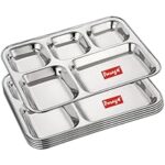 91.0% Off – Parage 6 Pieces Stainless Steel 5- Compartment Thali Set/Dinnerware/Dinner Plate Set/ 5 in 1 Partition Thali/Kitchenware for Home, Restaurants, Family Use, Bhojan Thali (Silver)