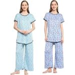 97.0% Off – Urban KNAYA Pack of 2 Night Suit Set for Girls & Women Pure Cotton Light Weight Printed Night Dress