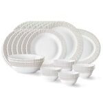83.0% Off – Larah by Borosil Waltz Fluted Series Opalware Dinner Set | 27 Pieces for Family of 6 | Microwave & Dishwasher Safe | Bone-Ash Free | Crockery Set for Dining & Gifting | Plates & Bowls | White