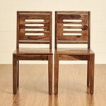 88.0% Drop – Home Centre Adana Brown Sheesham Wood Dining Chair – Set of 2, 17 * 17 * 35 inches