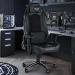 60.0% Off – VALORXUSA Vegan Leather Legion X Series Ergonomic Gaming & Computer Chair with Massage Cushion, Adjustable Neck & Lumbar Pillow for Back Support|4D Adjustable Armrests and Retractable Footrest (Black)