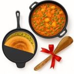 82.0% Off – SOLARA Crownstone Premium Pre-Seasoned Cast Iron Cookware Set of 2 with Free Wooden Spatula, Tawa (12″ Inch / 30 CM) + Kadhai (10″ Inch / 25 CM), Kitchen Cookware Combo of 2Pcs, Naturally Non Stick
