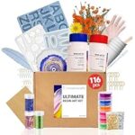71.0% Off – TRENDIKRAFT 116pcs Ultimate All-in-One Resin Art Kit with 5 Silicone Moulds Dried Flowers Epoxy Raisin Materials for Making Alphabet Pendant Keychain Earrings Bookmarks & 4″ Coaster for DIY Beginners