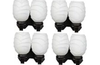 98.0% Off – AFAST Stylish Indoor Wall Lamps with Dual Hand-Decorated Glass Shades in a Black Wooden Fixture, LED Compatible, (Pack of 4)