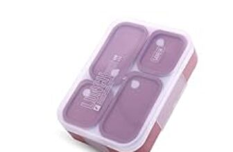 64.0% Off – Ganesh Aspire 4 Compartment Stainless Steel Lunch Box Sealed Leakage Proof Lunch Box for Office School etc 500ml-Peach