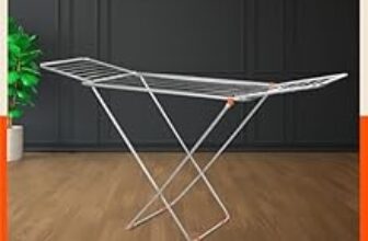 76.0% Off – Bathla Foldable Clothes Drying Stand | 3 Way Folding, 20 Drying Rails, 45 Feet Drying Length | Lightweight | 1 Year Warranty (Silver)