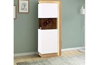 78.0% Off – HomeTown Beatrice Engineered Wood Vertical Unit in White High Gloss + Oak Colour