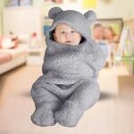 82.0% Off – Bumtum 3-in-1 Hooded Baby Soft Blanket Wrapper| Double Layered Swaddle for New Born Babies(Boys & Girls) 0-6 Months, Travel-Friendly (Grey)