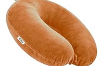 83.0% Off – BTfash Travel Neck Pillow for Men & Women | Soft Fibre Cushion for Flight, Car & Train | Soft Velvet Fabric with Attachable Snap Strap | Cervical Support for Neck Pain Relief. Pack of 1 (Mustard orng)