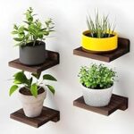 94.0% Off – Furniture Café Set of 4 Wooden Wall Mounted Floating Shelves – Small Display Racks for Plants, Décor, and Storage (Brown)