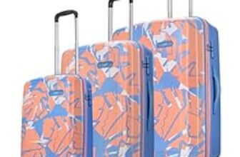 69.0% Off – Skybags Lush Set of 3 Hard Luggage (Cabin+Medium+Large) | Printed Luggage Trolley with 8 Wheels and TSA Lock | Pink-Blue | Unisex