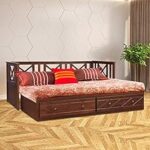 64.0% Off – HomeTown Victoria Solid Wood King Size Bed with Trundle in Antique Cherry Colour