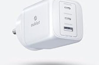 77.0% Off – Auklet 65W GaN Fast Wall Charger, with PD & PPS Support, USB 2C, 1A Port, BIS Certified, Compatible with All iPhones, iPads, MacBooks, laptops, and All Android mobiles (White)