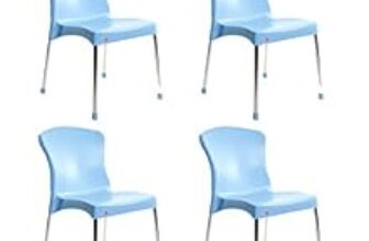 57.0% Off – Cello Milano Cafeteria Set of 4 Chairs (Blue) | Strong and Durable | Easy to Clean | Chair for Living Room, Bed Room, Kitchen, Office Room, Outdoor | 3 Years Warranty