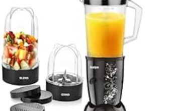 71.0% Off – Riago High Speed Bullet Mixer for Smoothies and Juices| Blender | Mini Mixer Grinder | Buller Mixer Grinder | Portable Bleder|Small Mixer | 450W 100% Copper Motor| 2 Years Warranty with 3 Jar | Black