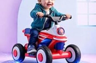 81.0% Off – Kidsmate Star Racer Electric Bike for Kids | Safe Battery-Powered Motorbike Built-in Music, USB & Foot Accelerator | Comfort Backrest & Dual Direction Switch | Easy-to-Ride for Kids 1 to 4 Year – Red