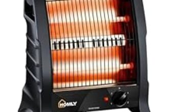 83.0% Off – Homly Ritz 800 Watts Halogen Room Heater with Dual Heating Tubes | ISI Approved | Dual Heating Settings For 400W & 800 W | Cool Touch Shockproof Body with High Thermal Protection – Black