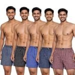 95.0% Off – OPEX Men’s Checked Cotton Blend Lounge Boxer Shorts Pack of 5 | Regular Fit with Elasticated Waistband | Double Side Pockets & Button Fly