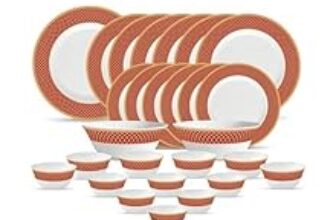 75.0% Off – La Opala Diva Sovrana Collection Opal Glass Crockery | for Family of 6 | Dinner Set 27 pcs Regent Red | Plates & Bowls for Dining | Microwave Safe | 100% Vegetarian | Extra Strong | Light & White