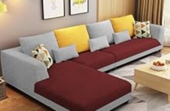 94.0% Off – GRAPEWOOD Galib LHS 6 Seater L Shape Sofa Set for Living Room (Maroon Grey Fabric) Premium Fabric Sofa