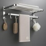 86.0% Off – Stainless Steel 304 Grade Dual Folding Towel Rack for Bathroom/Towel Stand/Hanger/Bathroom Accessories (24 Inch-Chrome) (Steel Folding Towel Hanger 60L x 22W x 21H)
