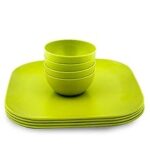 74.0% Off – Decor EcoLite Bamboo Non Toxic Reusable Eco-Friendly Dinner Set for Couples – 4 Small Plates and 4 Bowls (Lime) – 8 Pieces