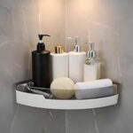 92.0% Off – IBELL Bathroom Corner Shelf Without Drilling, Adhesive Wall Mounted Corner Rack for Bathroom Organizer, ABS Plastic Shower Shelf for Toiletries, Kitchen & Washroom Storage (Black & White, 1 Pc)