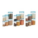 83.0% Off – Amazon Brand – Solimo Checkered Jar Container, Set of 18 (6 pcs x 250 ml Each, 6 pcs x 500 ml Each, 6 pcs x 1000 ml Each), Blue | Kitchen Organiser | BPA Free | Stackable