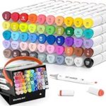 89.0% Off – SHUTTLE ART 50 Colors Dual Tip Art Markers,Permanent Marker Pens Highlighters with Case Perfect for Illustration Adult Coloring Sketching and Card Making
