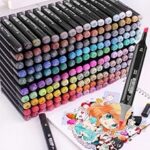 73.0% Drop – EMNDR 120 Color Dual Tip Art Markers Set Chisel Sketch Marker for Adult Coloring Calligraphy and Illustration Markers Drawing Pen for Kids Colour Pens (120 Pcs)