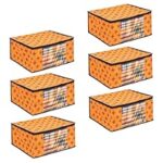 80.0% Off – PrettyKrafts Set of 6 Non-Woven Printed Foldable Saree Covers/Wardrobe Organizer With Transparent Window And Zip/Clothes Storage Bag For Women’s Lehenga, Suit Saree & Other Accessories (Orange)