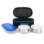91.0% Off – Zaib Stainless Steel Lunch Box for Kids with Insulated Carry Bag | 3 Containers: 2x350ml + 1x400ml Rice Bowl | Durable, Leak-Proof & BPA-Free Tiffin Box for School, Travel & Picnics (Executive 2+1)