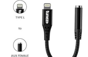 93.0% Off – tunez CB-90 Type L to Aux Connector With DAC – Braid + Shell Material, 14cm Length, High-Quality PVC, Best-in-Class Connectors, Type L to Aux (Female) with DAC Chipset (Black)