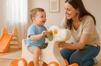 70.0% Off – Amazon Brand – Jam & Honey 3-in-1 Puppy Push On Ride On Rocker for Kids | Balancing Board | Backrest | Easy Grip | Four Wheel | Durable and Safe | Lightweight | Animal Theme | 12 Months+ | Orange