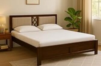 82.0% Off – EXCEL HOME Solid Sheesham Wood King Size Bed Without Box Storage | Wooden Double Bed & Upholstered Cushined Headboard for Bedroom | Rosewood, Scratch Resistant Provincial Teak Finish