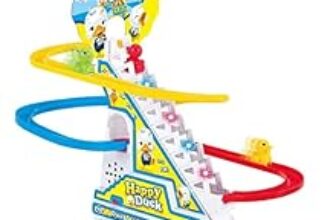 94.0% Off – Kids Mandi Duck Roller Coaster Slide Toy Set |3 Cute Ducklings Climbing Stairs automatically with Lights & Music | Electric Duck Chasing Race Track Set | Small ducks climbing stairs toy set
