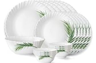 66.0% Off – Larah by Borosil Crescent Fluted Series Opalware Dinner Set | 19 Pieces for Family of 6 | Microwave & Dishwasher Safe | Bone-Ash Free | Crockery Set for Dining & Gifting | Plates & Bowls | White