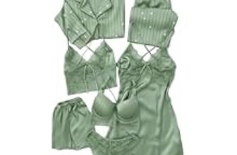 88.0% Off – E – Ezra Valentine’s Day Fancy Night Suit Bath Robe Dress & Bra Penty Set Combo for Women’s Pack of 7 Pcs Nightwear Lingerie Silk Wedding Set Gifts Lace Nightsuit Set (Free Size) Rust Green