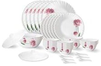 64.0% Off – Larah by Borosil Nargis Fluted Series Opalware Dinner Set | 40 Pieces for Family of 6 | Microwave & Dishwasher Safe | Bone-Ash Free | Crockery Set for Dining & Gifting | Plates & Bowls | White