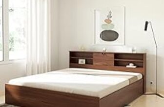 82.0% Off – Amazon Brand – Solimo Vernon Engineered Wood King Size Bed with Storage (Asian Walnut)