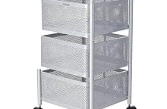 72.0% Off – Amazon Brand – Solimo 360° Revolving Preassembled Heavy-Duty 3 Layer Square Portable Trolley with Wheels | Multipurpose Storage Racks | Books, Fruits and Vegetables (Matte,Silver)