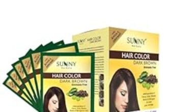 23.0% Off – Sunny Herbals Dark Brown Hair Color | Rich & Natural Shade | No Ammonia | Long-Lasting Color | Covers Grey Effectively | With Henna, Amla & Bhringraj | Soft & Shiny Hair | Unisex, Pack of 12