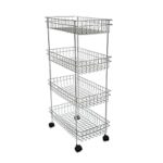 77.0% Off – ZINBELL Wrolavi® Stainless Steel Basket with Wheels for Vegetable & Fruits, Storage Rack Organizer Stand for Kitchen (4 Shelf)